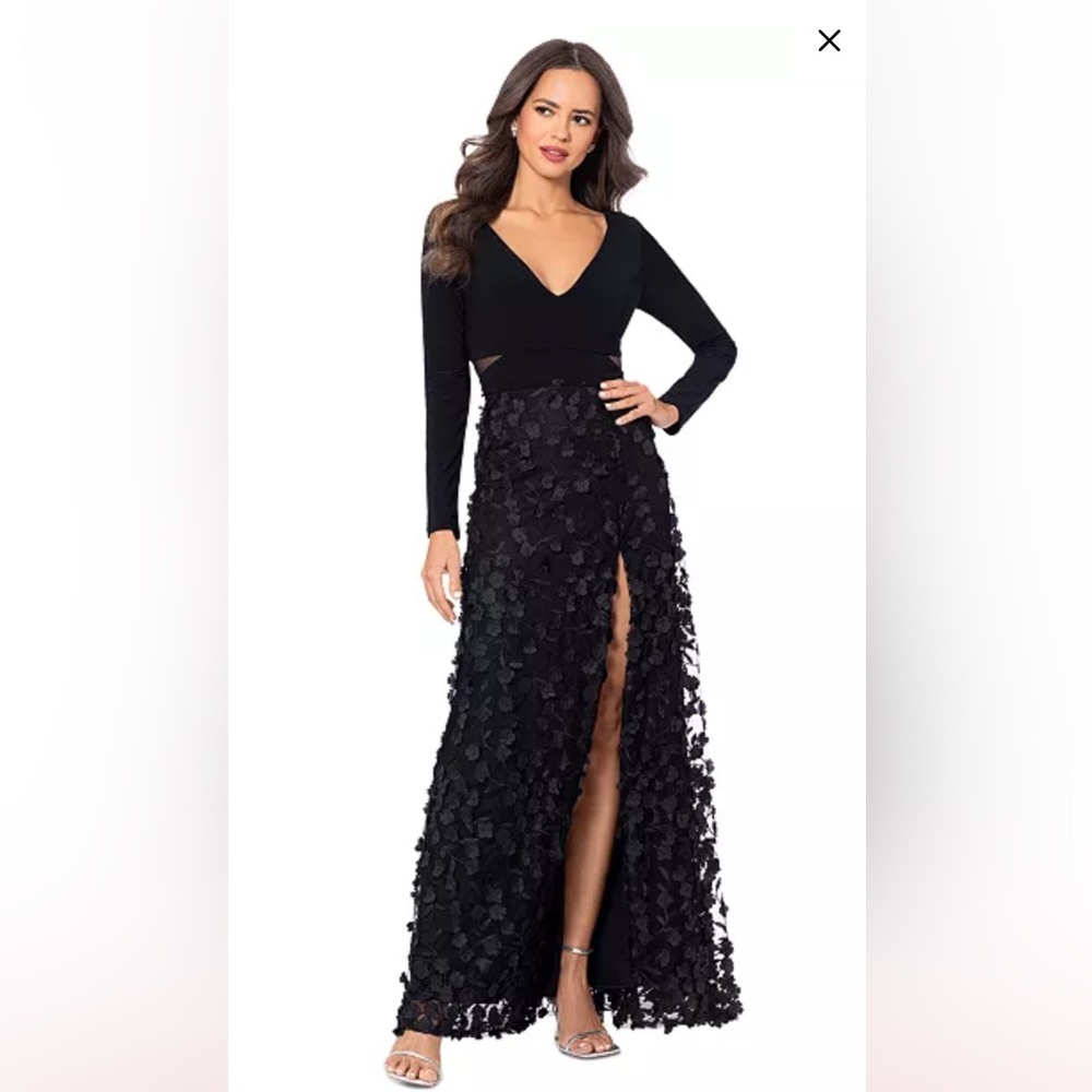 Xscape Black Textured Formal Dress size 16P